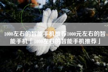 1000左右的智能手机推荐1000元左右的智能手机「1000左右的智能手机推荐」